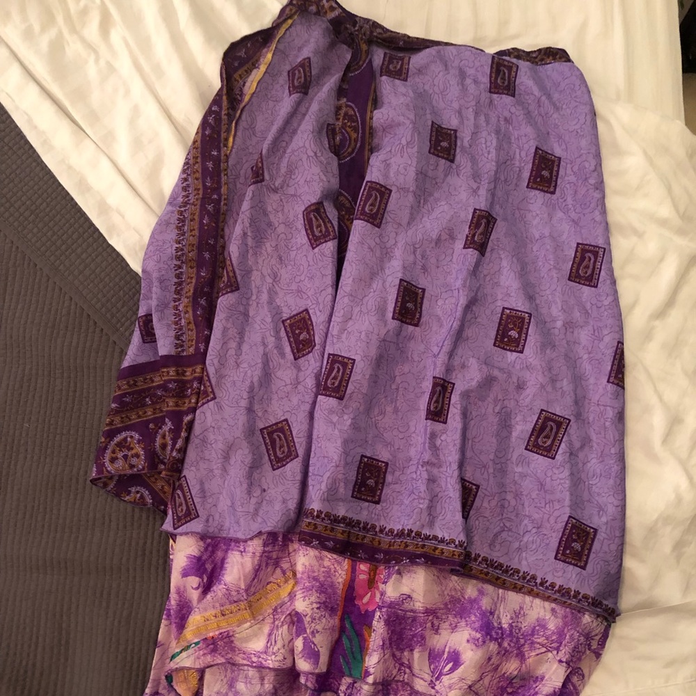 Long Sari Wrap reversible purple skirt